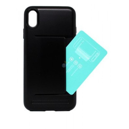 CAPA COM SUPORTE DE CARTAO PARA IPHONE XS PRETO